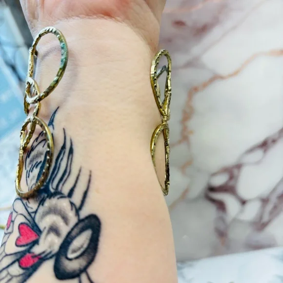 Gas Bijoux Hammered Gold Plated Olympie Circles Rings Cuff